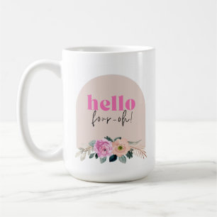Mug Dusty Rose floral "hello quatre oh" rétro