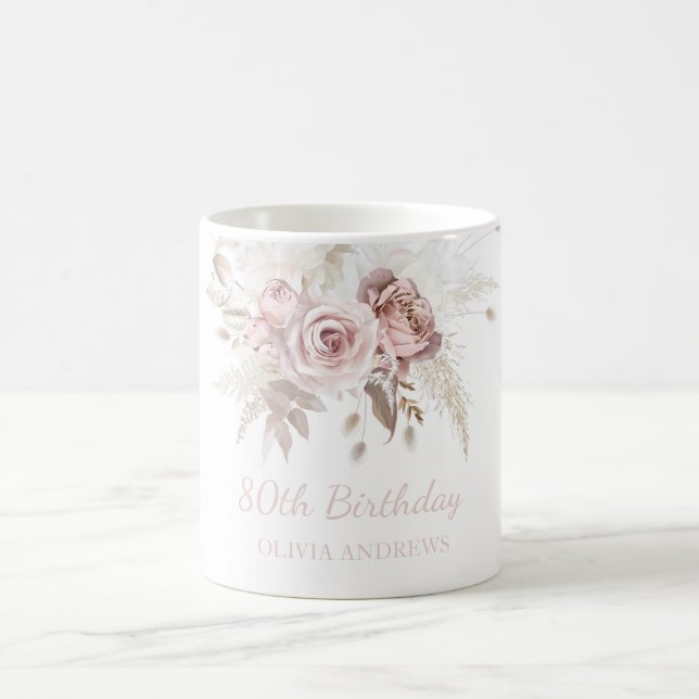 Mug Dusty Rose Rose Blush 80e anniversaire de fête cad (Centre)
