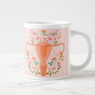 Mug d'utérus floral- (Pêche)