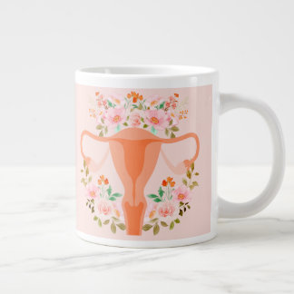 Mug d'utérus floral- (Pêche)