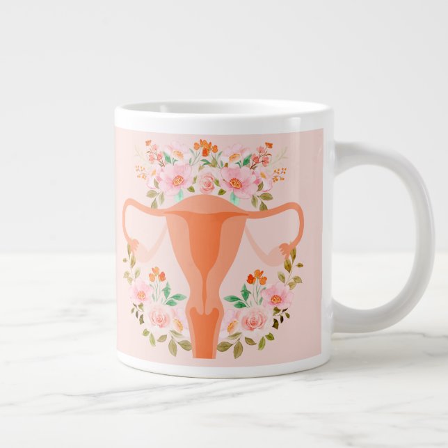 Mug d'utérus floral- (Pêche) (Droite)