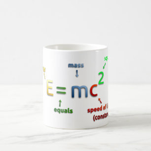 Mug E = MC^2. E égale MC carré