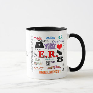 Mug E.R. Nuage Infirmière-Coloré de mot