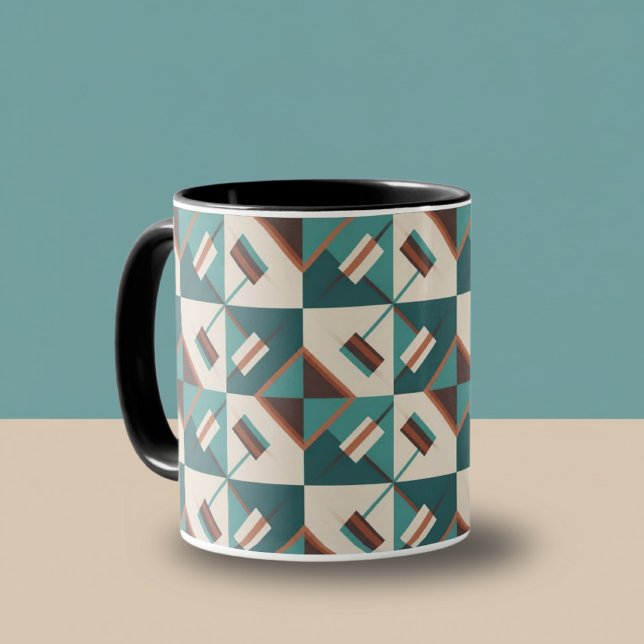 Mug Earth Grid Teal and Brown  (Créateur téléchargé)