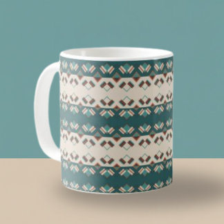 Mug Earth Grid Teal and Brown Tote