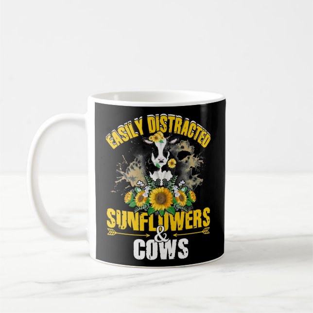 Mug Easily Distracted By Sunflowers And Cows Funny (Gauche)