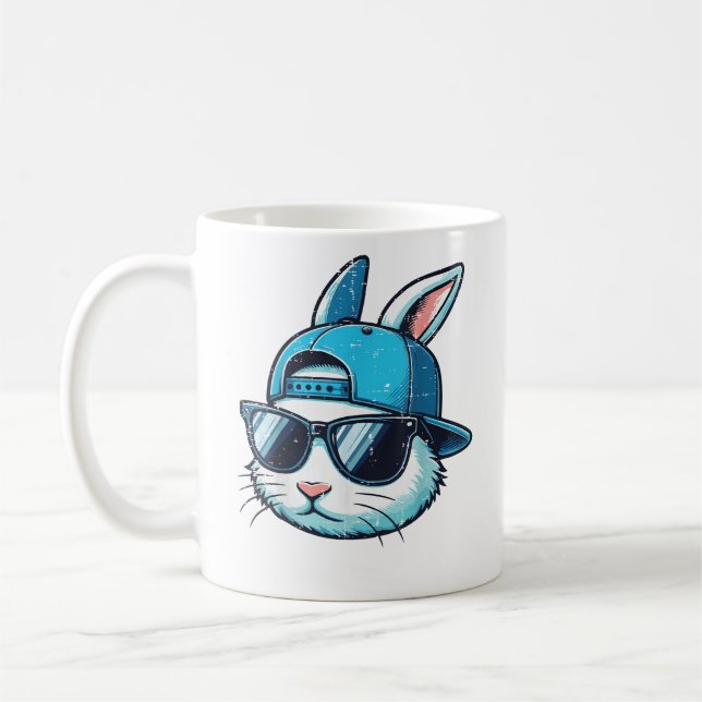 Mug Easter Bunny Face Baseball Cap Sunglasses Rabbit B (Gauche)