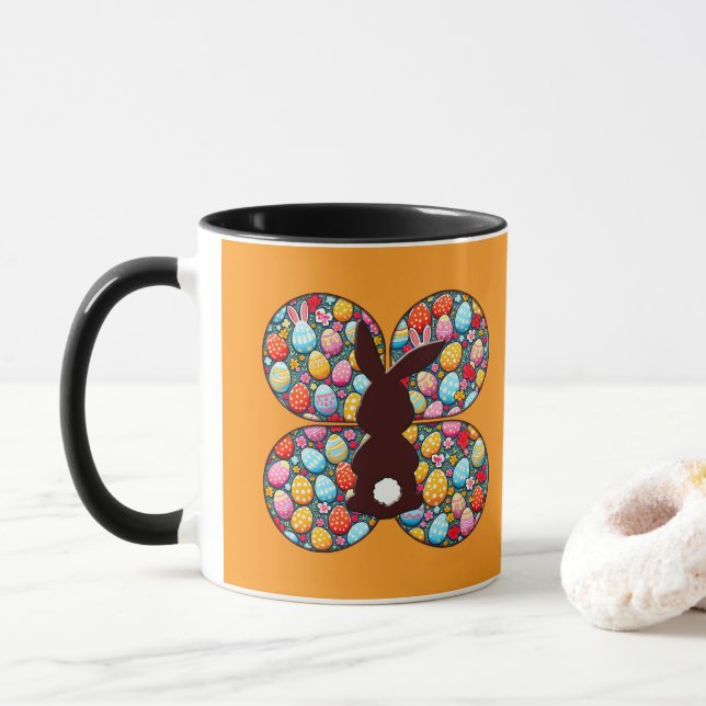 Mug Easter Bunny Silhouette – Colorful Egg - caneca (Avec donut)