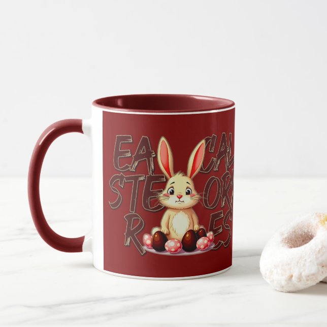 Mug Easter Calories Stories – Funny Bunny - caneca (Avec donut)