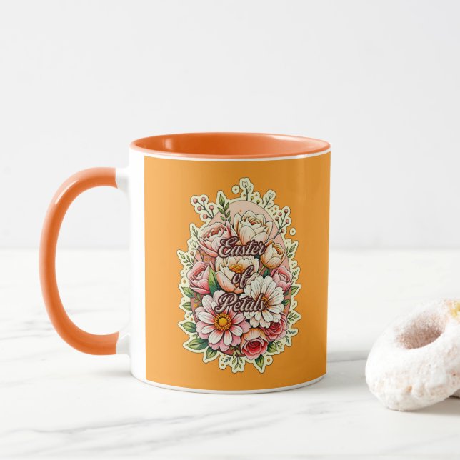 Mug Easter of Petals – Floral Bunny Art - caneca (Avec donut)