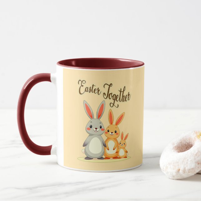Mug Easter Together – Sweet Bunny Family - caneca (Avec donut)