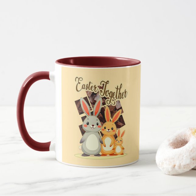 Mug Easter Together – Warm Bunny Family - caneca (Avec donut)