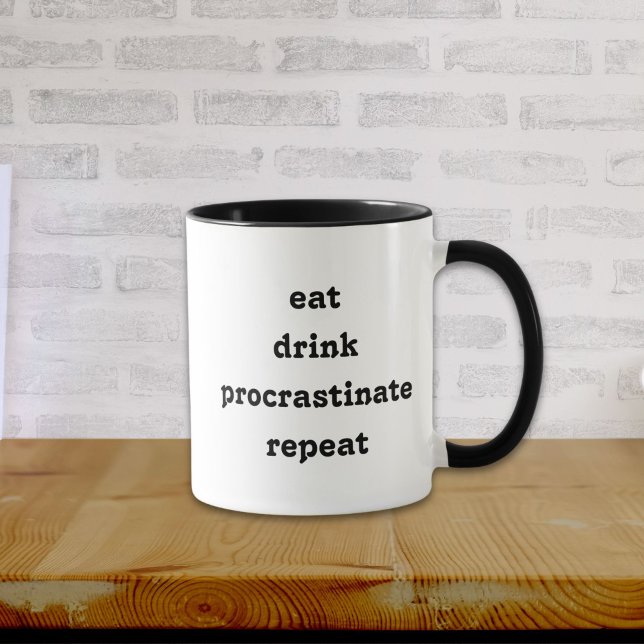 Mug Eat Drink Procrastinate Repeat (Créateur téléchargé)
