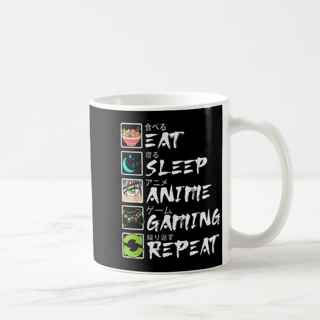 Mug Eat Sleep Anime Gaming Repeat Gamer Men Teen Boy A (Droite)