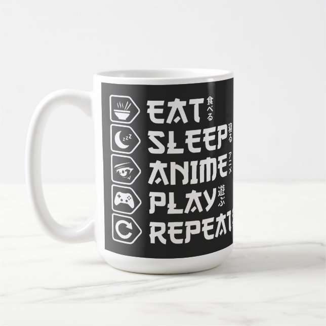 Mug Eat Sleep Anime Play Repeat Otaku Anime Lifestyle (Gauche)