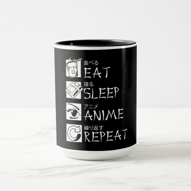 Mug Eat Sleep Anime Repeat Venin Idea Cosplayer (Centre)