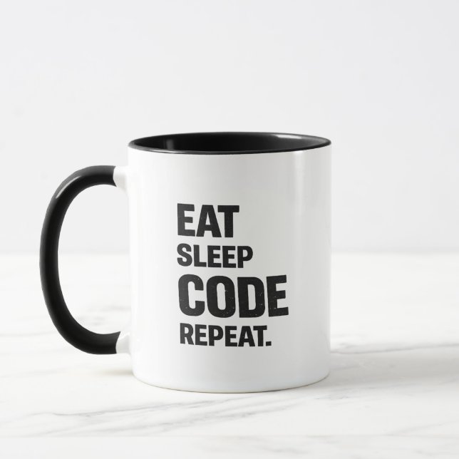Mug Eat Sleep Code Repeat – Funny Programmer Humor (Gauche)