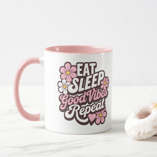 Mug Eat Sleep Good Vibes Répéter (Avec donut)