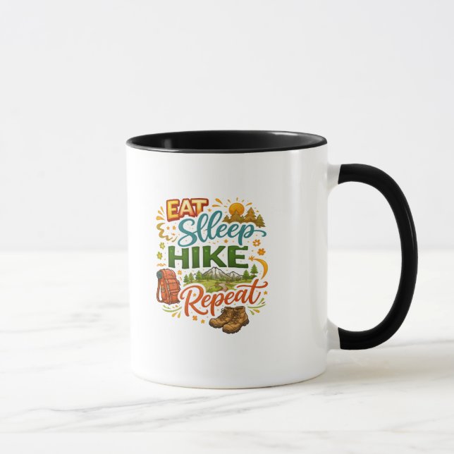 Mug Eat Sleep Hike Repeat – Outdoor Hiking Tee (Droite)