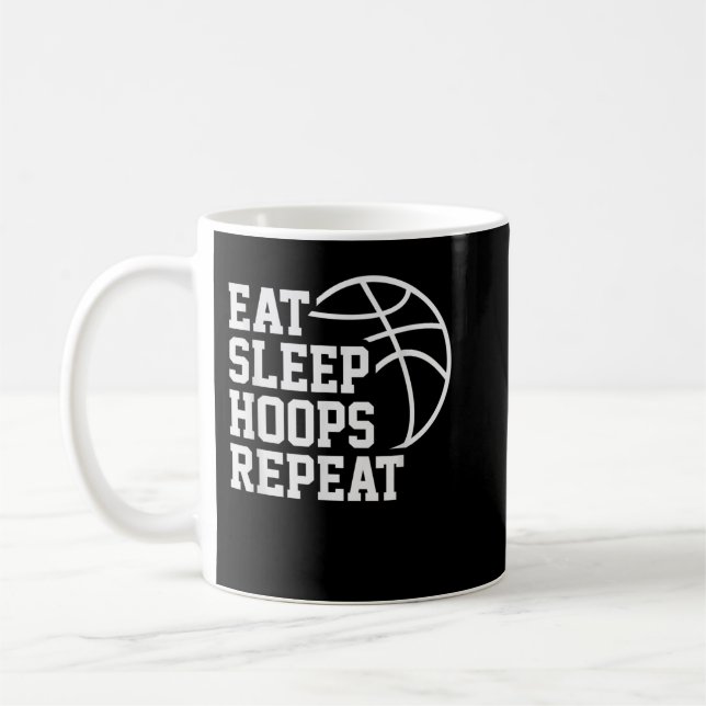 Mug Eat Sleep Hoops Repeat Funny Saying Quote Basketba (Gauche)