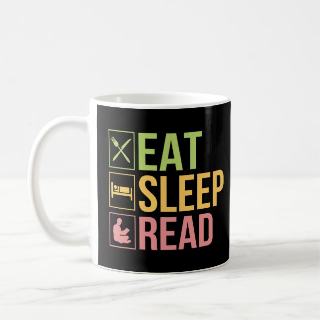 Mug Eat Sleep Lire Lecture Livre Nerd (Gauche)