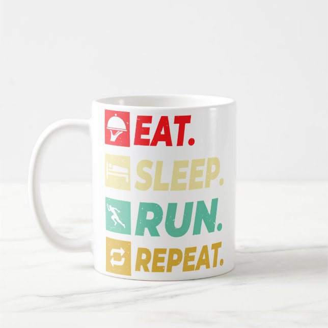 Mug Eat Sleep Run Repeat Running Runner For Boys (Gauche)