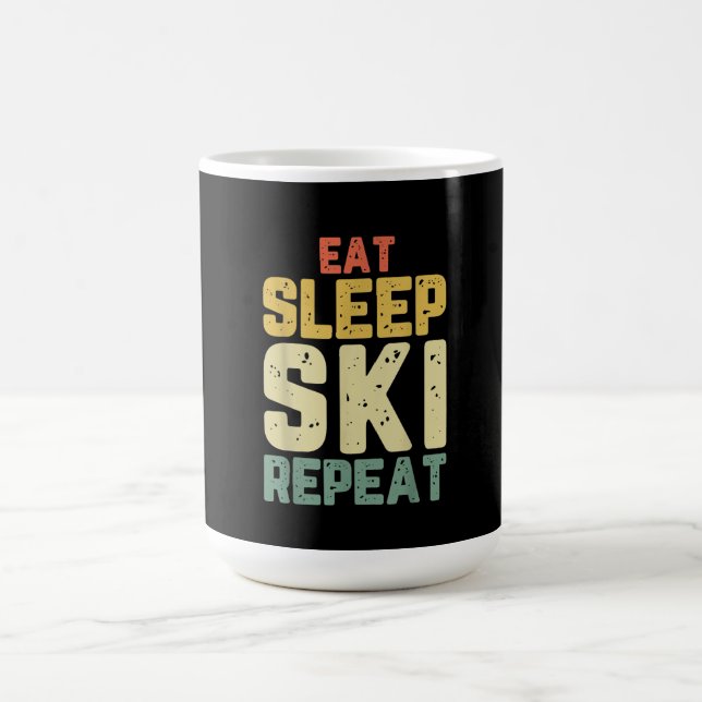 Mug Eat Sleep Ski Repeat Skiing Skier Funny Lover Pois (Centre)