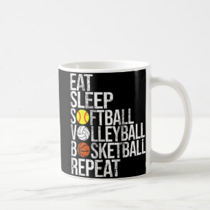 Mug Eat Sleep Softball Volleyball Basketball Répétitio