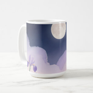 Mug Eau de pleine lune aquarelle iris floral nuit