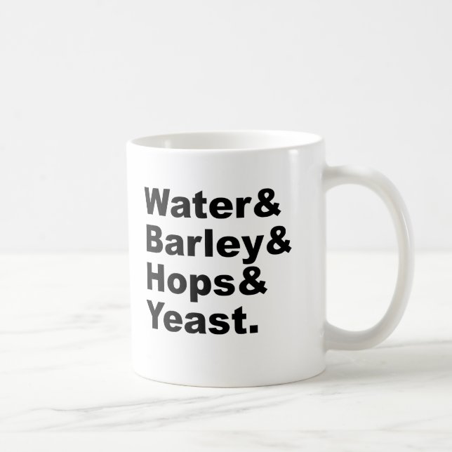 Mug Eau & Orge & Houblon & Levure | Ingrédients de Biè (Droite)