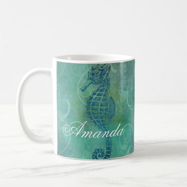 Mug Eaux Bleues, Cheval de mer et Flourish (Gauche)