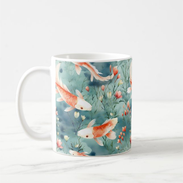 Mug Eaux tranquilles : Aquarelle Koi Motif de poissons (Gauche)