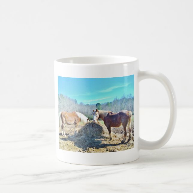 Mug Ébauche secourue Chevaux mangeant foin (Droite)