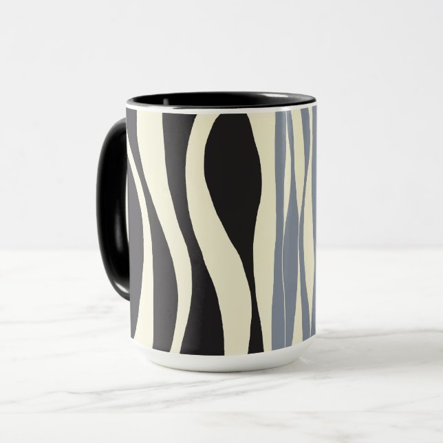 Mug Ebb et flux en noir, gris et crème (Devant gauche)