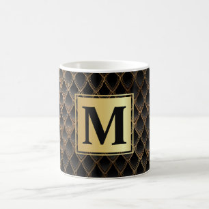 Mug Écales de dragon pailletées noir et or scintillant