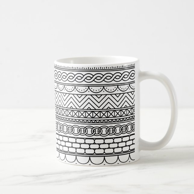Mug Échantillon de bordure géométrique noir et blanc (Droite)
