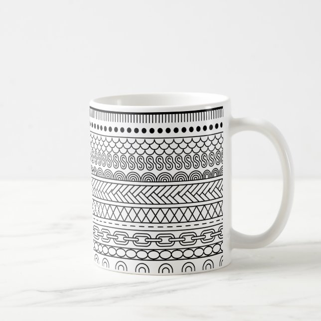 Mug Échantillon de bordure géométrique noir et blanc (Droite)