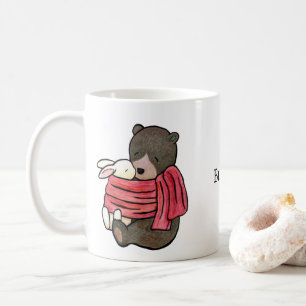 Mug Écharpe de câlin ours et lapin nom personnalisé