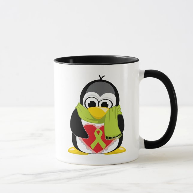 Mug Écharpe de pingouin de ruban de vert de chaux (Droite)