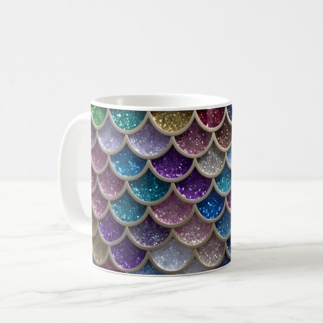 Mug Échelles de Parties scintillant de verre de sirène (Devant gauche)