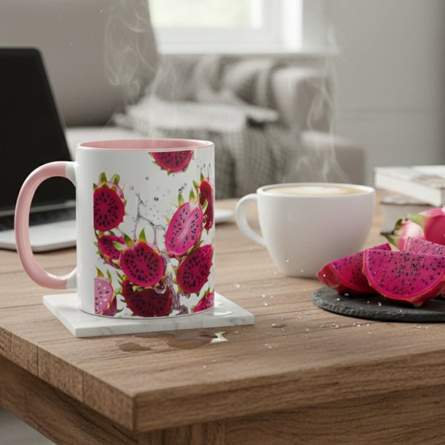 Mug Éclaboussure de fruit de dragon vibrant deux tons (Créateur téléchargé)