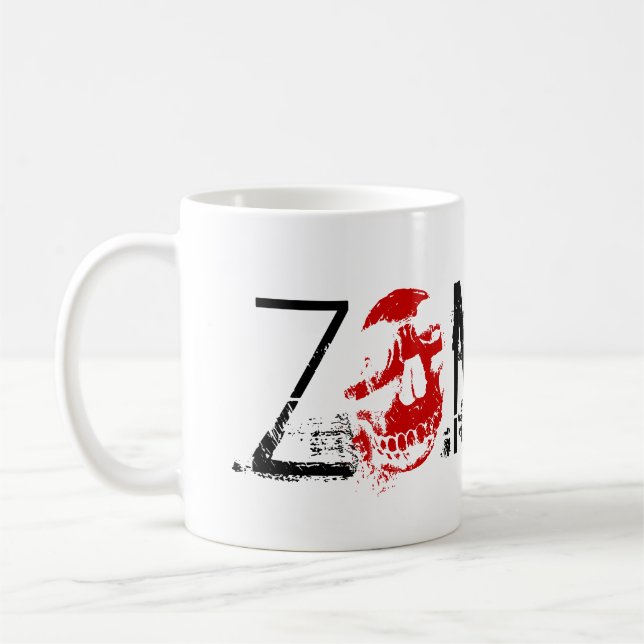 Mug Éclaboussure de sang de zombi et crâne rouge - (Gauche)