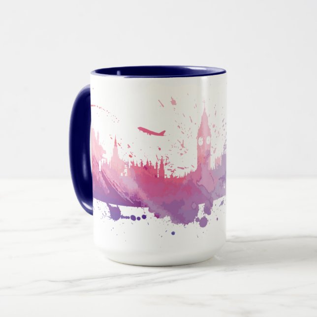 Mug Éclaboussure d'horizon de Londres Angleterre (Devant gauche)