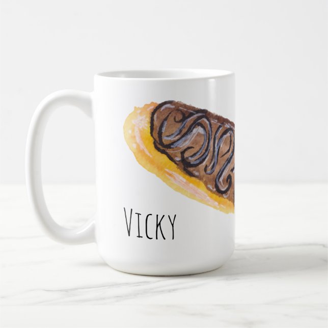 Mug Éclairs Donuts Aquarelle Amusant Peint à la Main (Gauche)