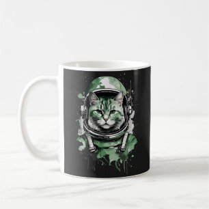 Mug Éclat de chat de l'astronaute vert