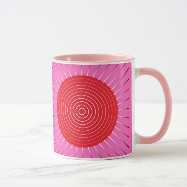 Mug Éclat de soleil géométrique moderne - Fuchsia et r (Droite)