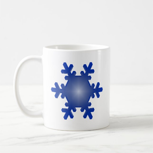 Mug Éclatement du flocon de neige bleu sur blanc (Gauche)
