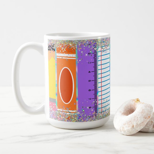Mug Éclats de fournitures scolaires (Avec donut)
