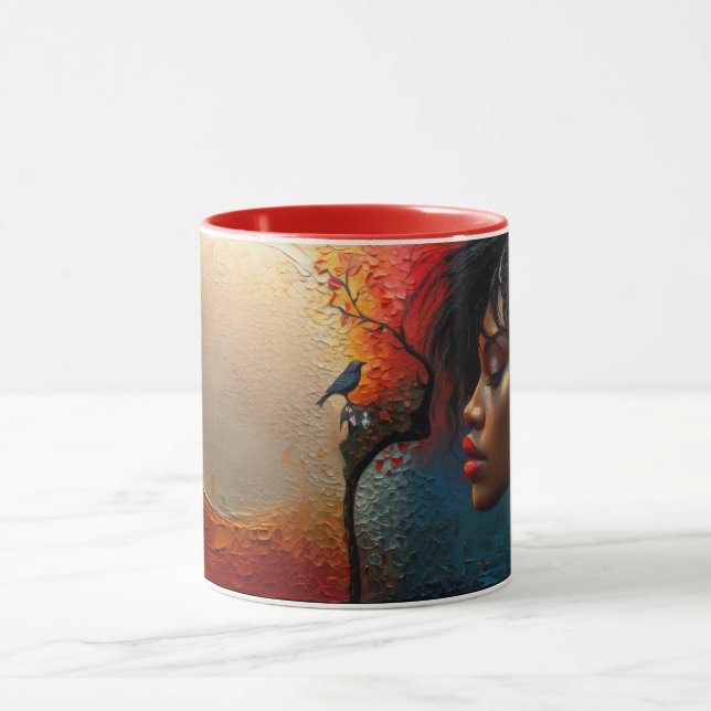 Mug 🌕 🎨 👤 Eclipse colorée, Art Abstrait avec un Sil (Centre)