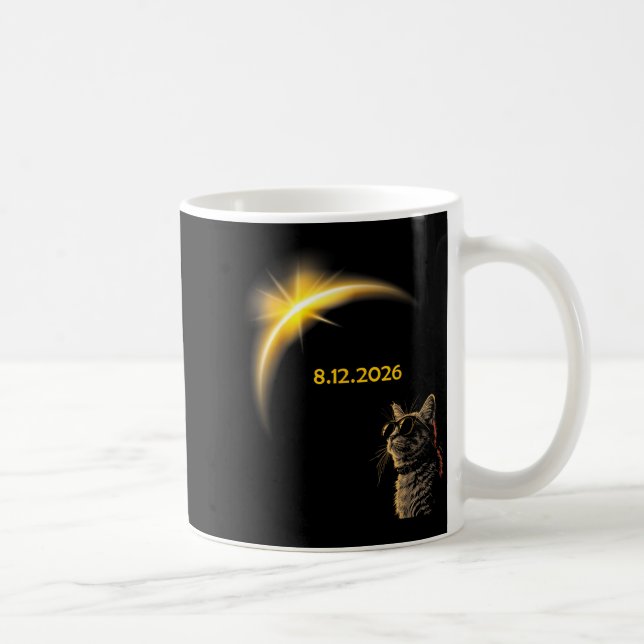 Mug Éclipse de chat solaire Vue Totalité 12 août 2026 (Droite)